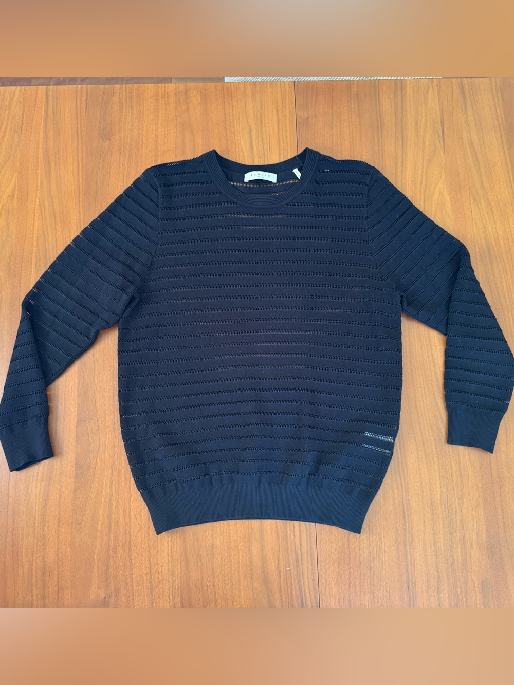 Sandro Paris black striped sweater size 1 luxury viscose
Lycra designer size sm